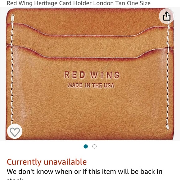 Red Wing Shoes Other - Red Wing Heritage Card Holder London Tan